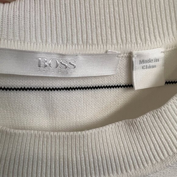 Boss Hugo Boss Fenella White Black Stripe Knit Pullover 3/4 Bell Sleeves Sz M - Picture 11 of 16